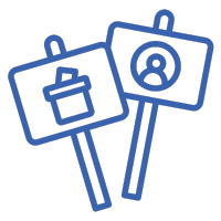 2 signs demonstrating political inclusion and participation.